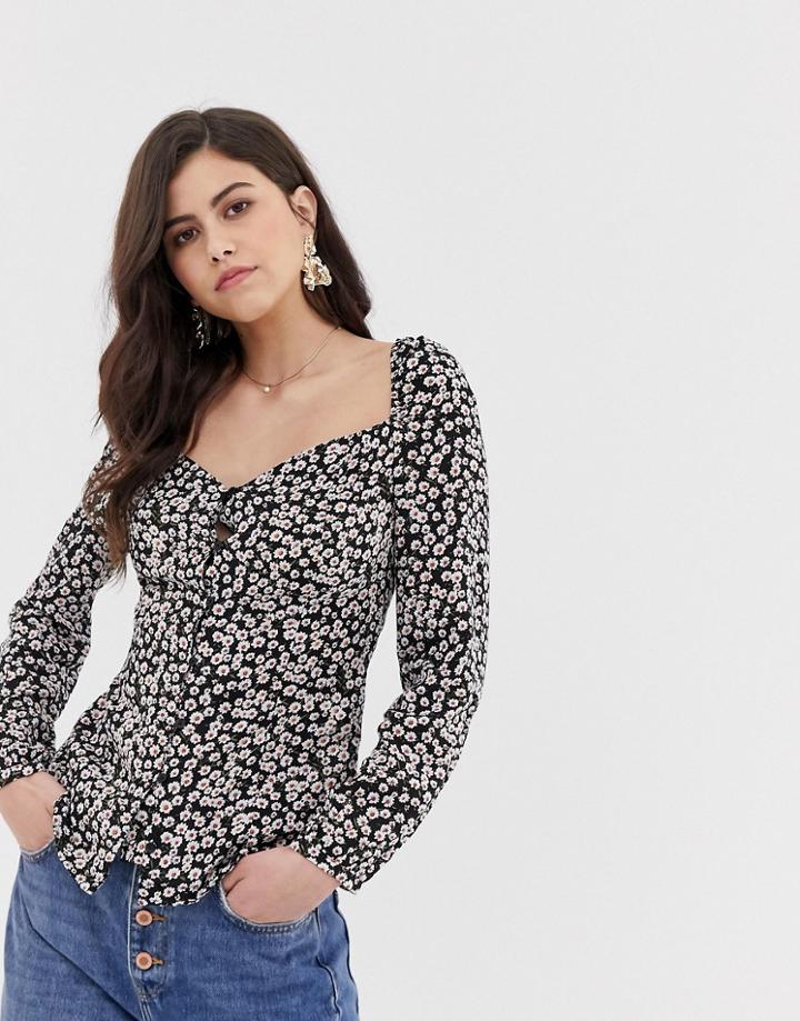 Vila Square Neck Button Through Blouse-multi