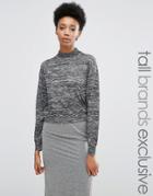 Noisy May Tall Roll Neck Sweater In Space Dye - Gray