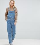 Asos Design Tall Denim Overall In Midwash Blue - Blue