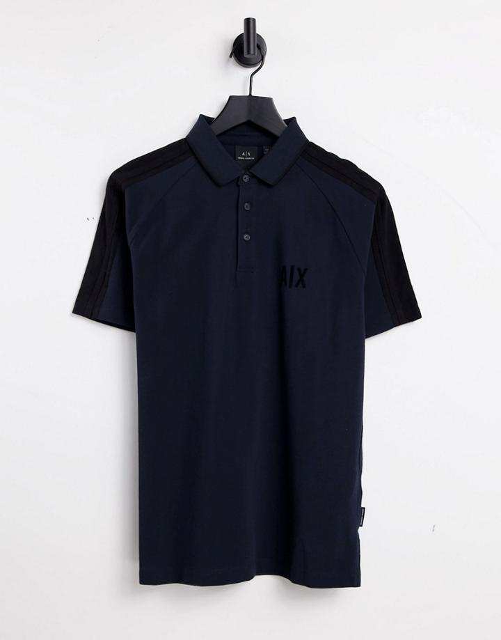 Armani Exchange Panel Logo Polo In Navy