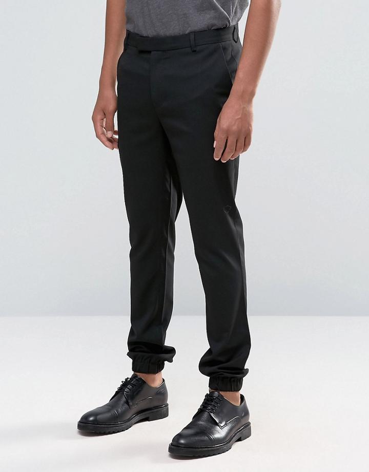 Asos Super Skinny Smart Joggers With Cargo Pockets - Black