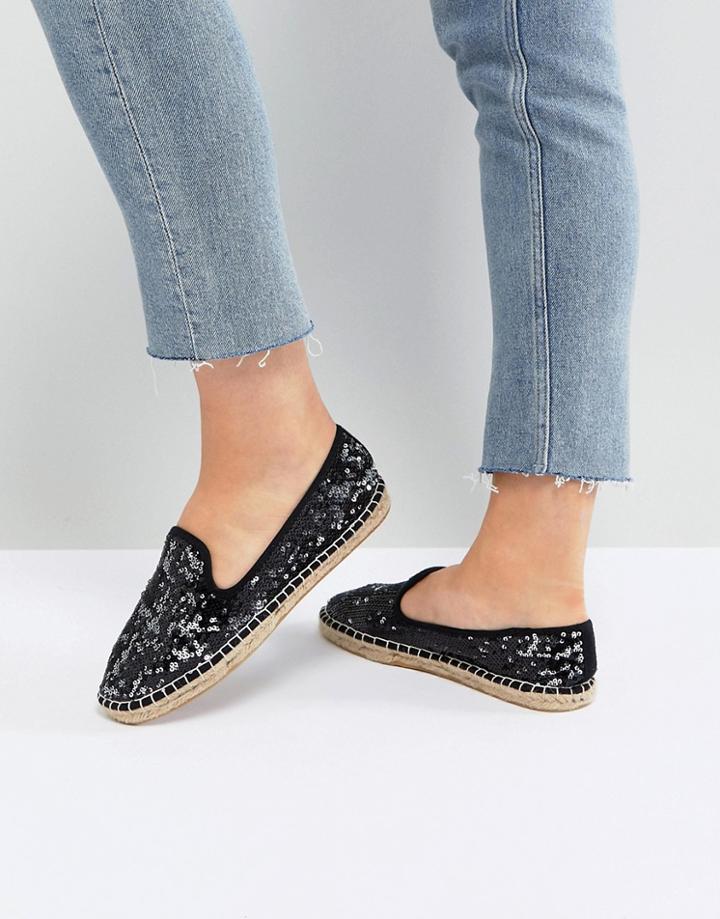 Asos Janie Sequin Espadrilles - Black