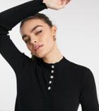 Vero Moda Petite Ribbed Top With Diamante Buttons In Black