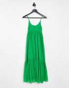 Whistles Trapeze Tiered Maxi Dress In Green