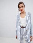 Mango Stripe Double Breasted Relaxed Blazer - Multi