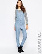 Noisy May Tall Chambray Button Through Jumpsuit - Blue