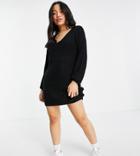 Threadbare Petite Rhiannon Slouchy Sweater Dress In Black