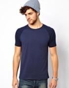 Asos T-shirt With Contrast Raglan Sleeves - Navy
