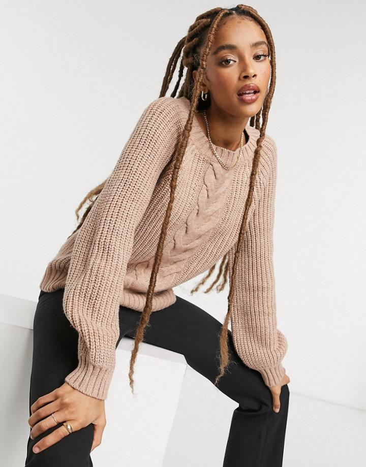 Only Cable Knit Sweater In Pink