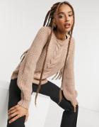 Only Cable Knit Sweater In Pink