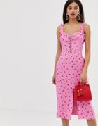Finders Keepers Lola Strawberry Midi Dress-pink