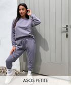 Asos Design Petite Tracksuit Ultimate Sweat / Jogger With Tie In Organic Cotton In Slate-blues