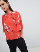 Y.a.s Floral Print Top With Kimono Sleeve - Multi