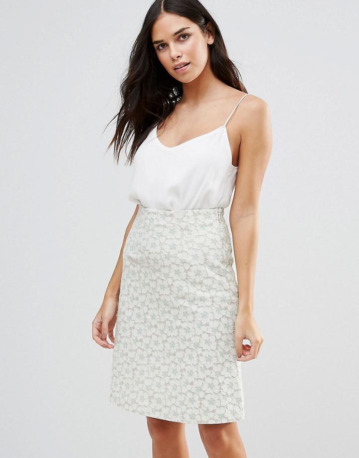 Traffic People Floral Print A Line Skirt - Green