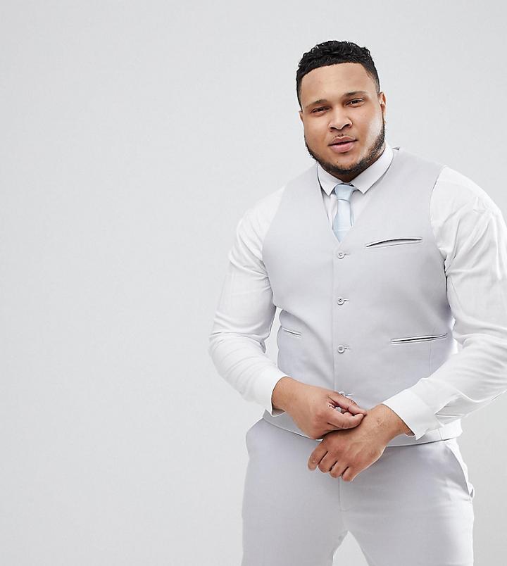 Asos Plus Wedding Skinny Suit Vest In Ice Gray - Gray