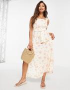 River Island Belted Floral Mini Dress In Yellow