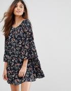 Qed London Floral Swing Dress - Navy