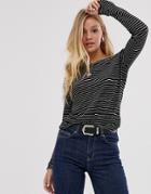 Allsaints Esme Long Sleeve Stripe T-shirt-black