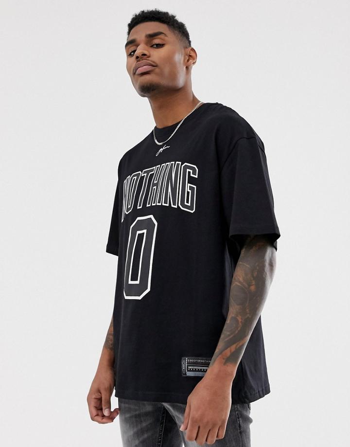 Good For Nothing Oversized T-shirt In Black With Embroidery