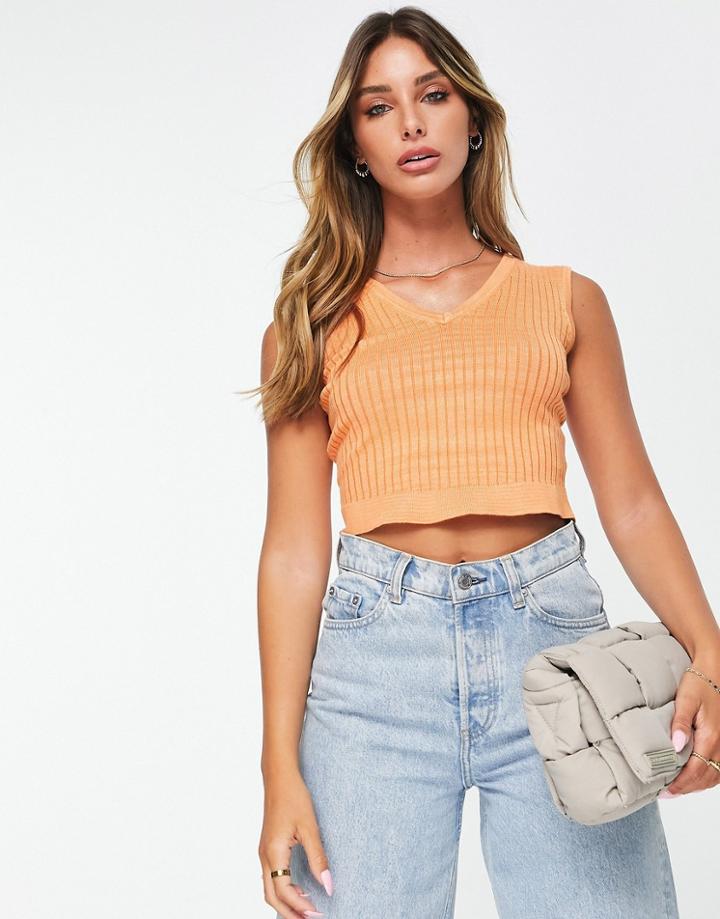 Gianni Feraud Spaceknit Crop Top In Orange