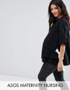 Asos Maternity Nursing Drawcord Side Top - Black