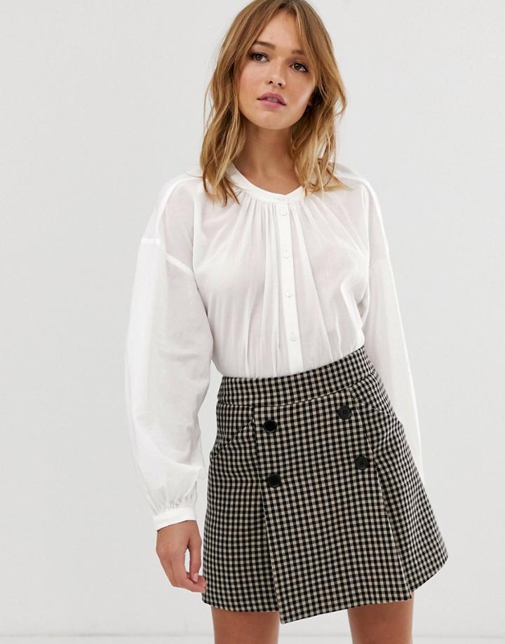 Monki Balloon Sleeve Blouse In White