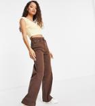 Stradivarius Petite 90's Dad Jean In Chocolate Brown