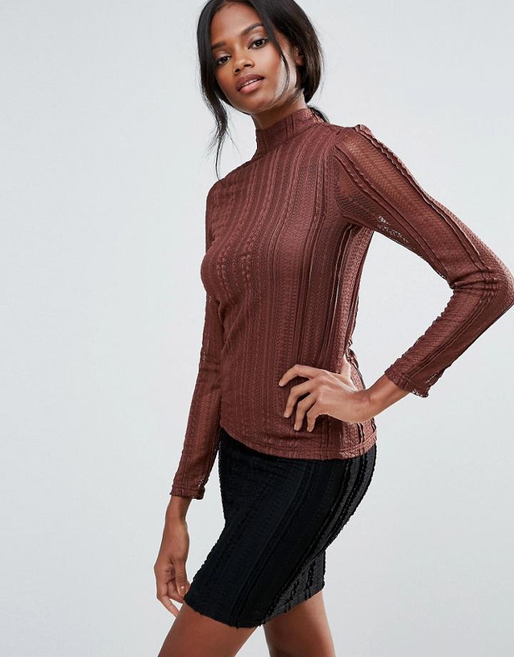 B.young Long Sleeve Lace Top - Black