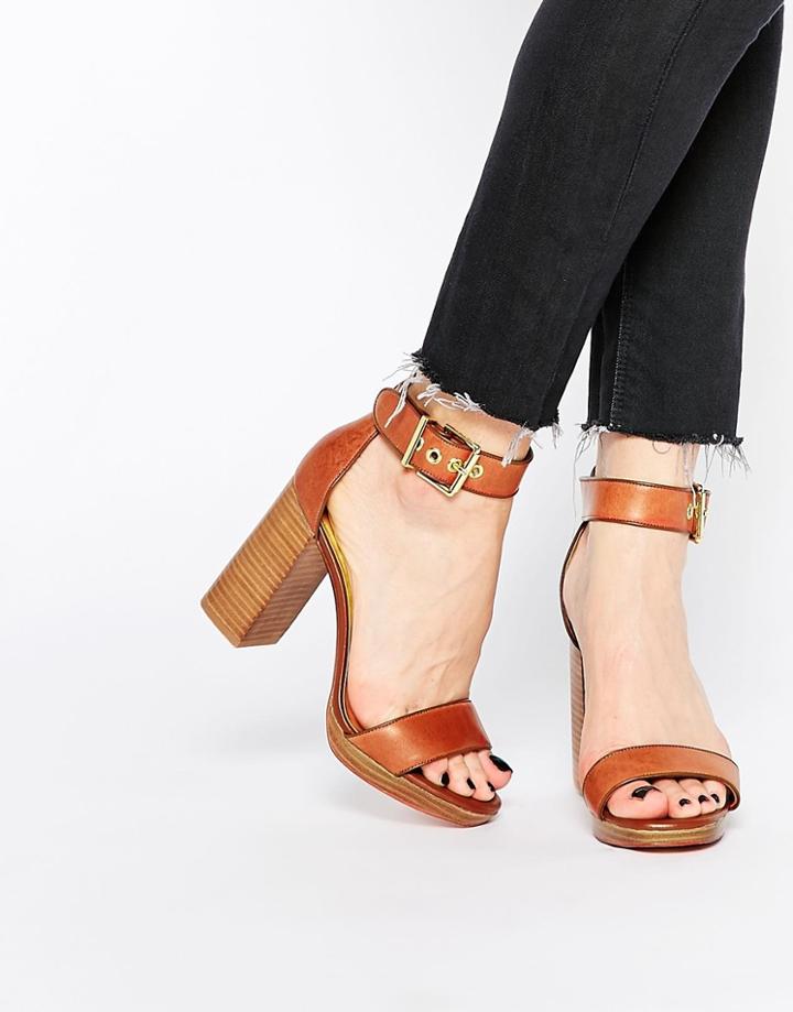 Ted Baker Lorno Leather Block Heel Sandals - Tan