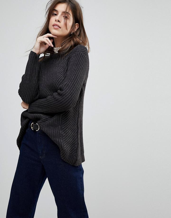 Qed London Ribbed Sweater-gray