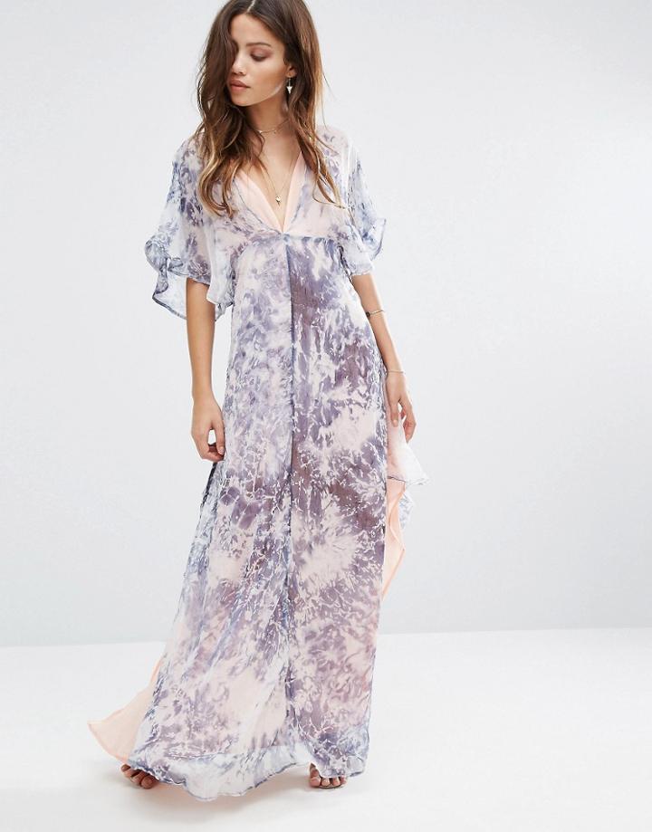 Foxiedox Tye Kimono Maxi Dress - Blue
