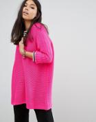 Noisy May Deep V-neck Oversize Sweater - Pink