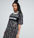 Adidas Originals T-shirt Dress In Floral Print - Multi