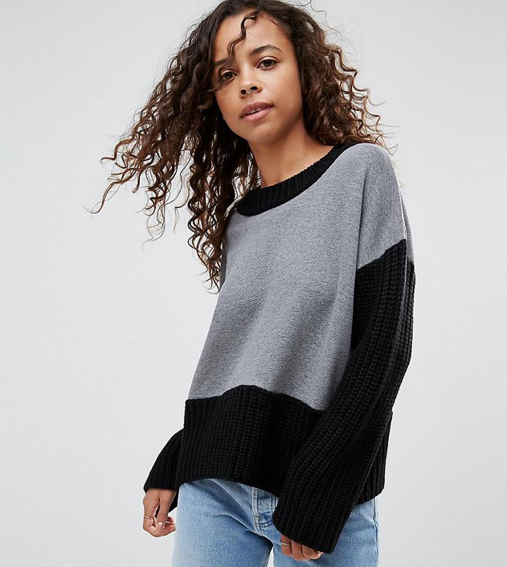 Asos Petite Sweater With Knit And Fabric Mix - Multi