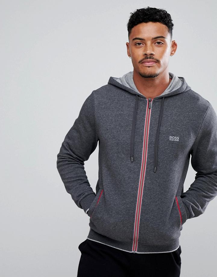 Boss By Hugo Boss Authentic Zip Thru Jacket With Hood - Gray