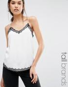New Look Tall Lace Trim Cami Top - Cream