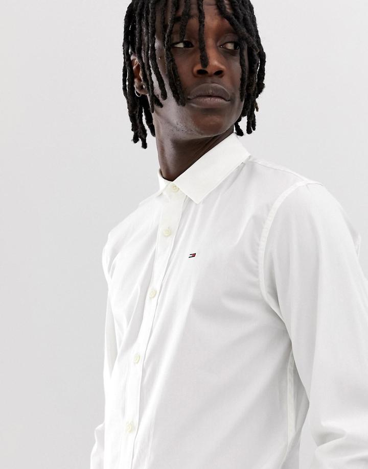 Tommy Jeans Slim Fit Stretch Shirt In White