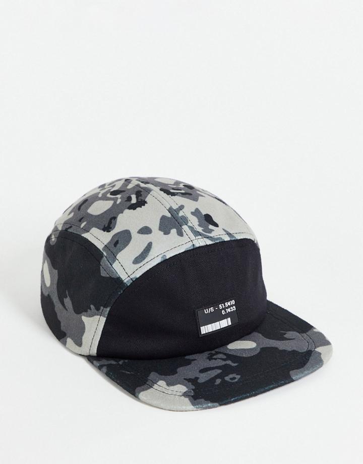 Asos Design 5 Panel Cap In Printed Fleece-multi