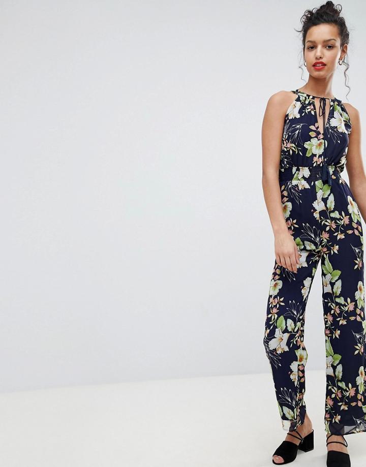 Uttam Boutique Floral Halter Neck Jumpsuit - Multi