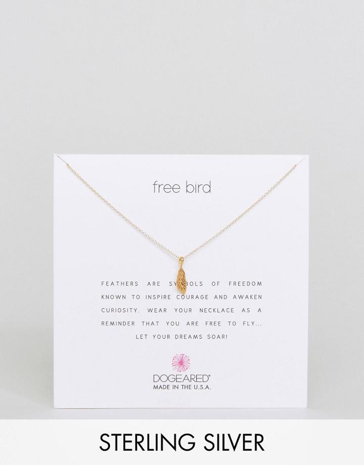 Dogeared Gold Plated Free Bird Open Feather Reminder Necklace - Gold