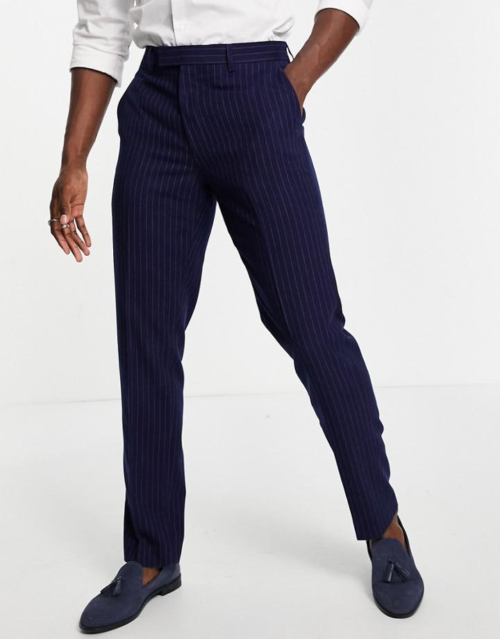 Harry Brown Blue Pinstripe Slim Fit Suit Pants-blues