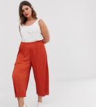 Asos Design Curve Plisse Culotte Pants - Orange