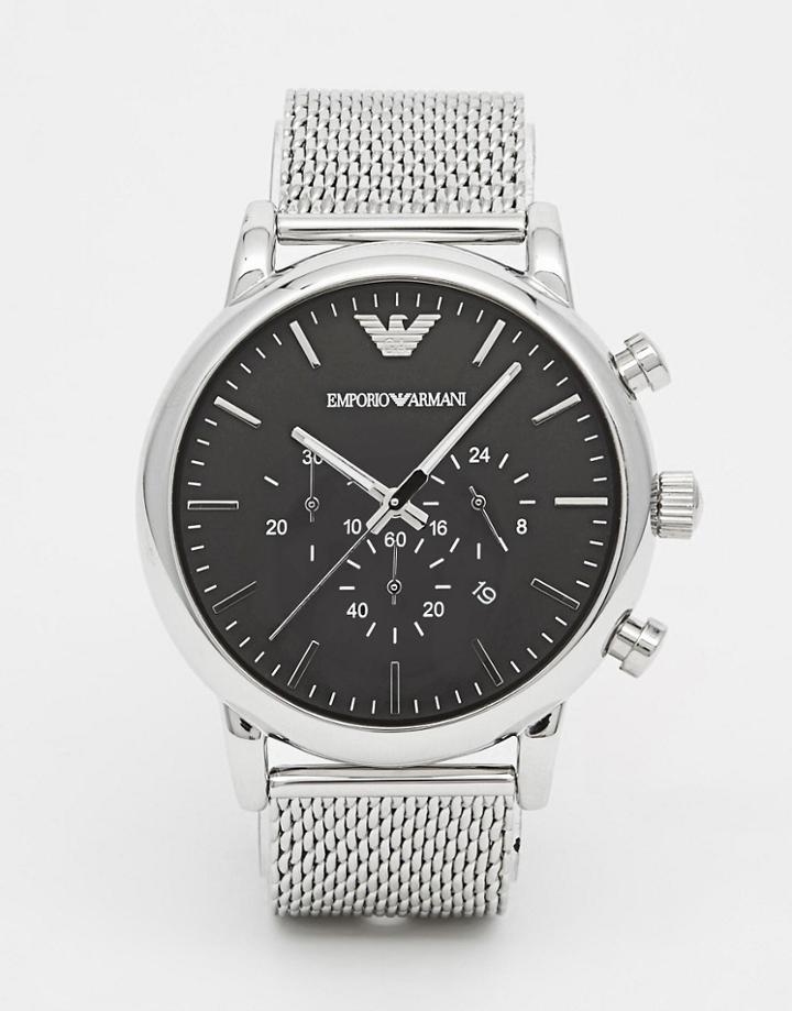 Emporio Armani Chronograph Watch With Stainless Steel Mesh Strap Ar1808 - Silver