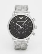 Emporio Armani Chronograph Watch With Stainless Steel Mesh Strap Ar1808 - Silver