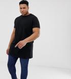 Asos Design Plus Super Longline T-shirt With Crew Neck In Black - Black