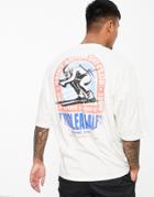 Asos Design Oversized T-shirt In White With Ski Back & Chest Print