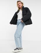 Asos Design Chuck On Puffer Jacket In Charcoal - Gray-grey