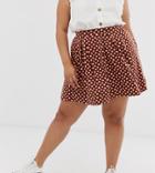 Asos Design Curve Mini Skirt With Box Pleats In Scribble Polka Dot - Multi
