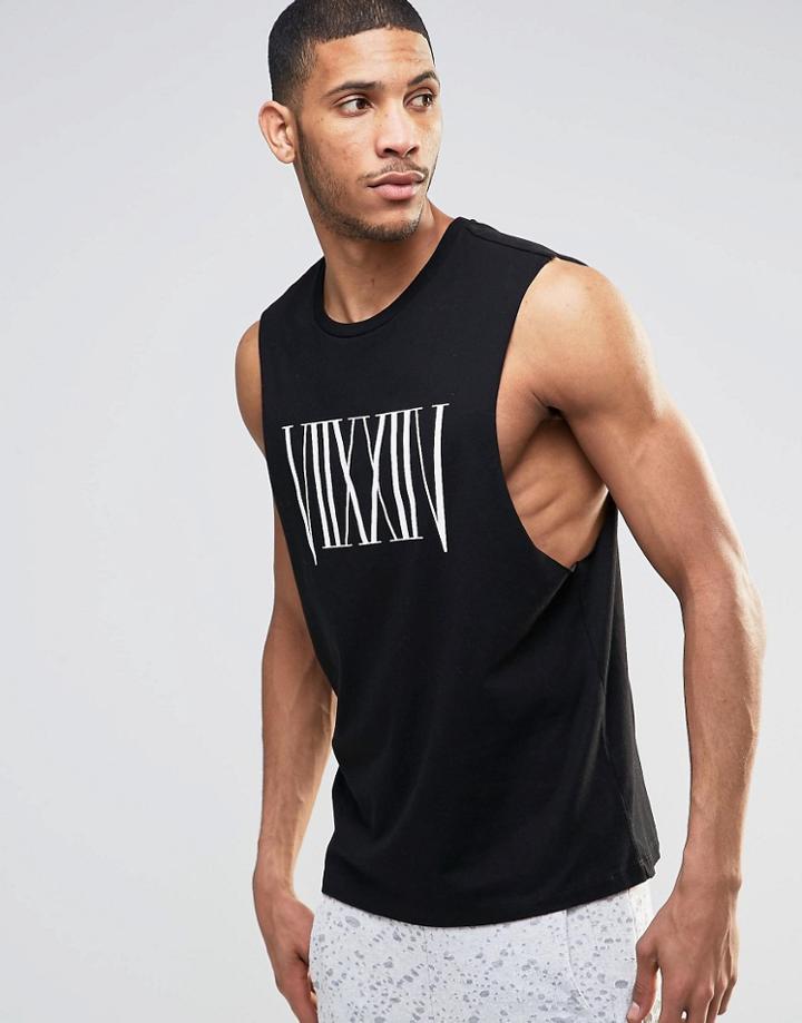 Asos Sleeveless T-shirt With Numeral Print - Black