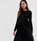 New Look Maternity Long Sleeve Smock Dress In Black - Black